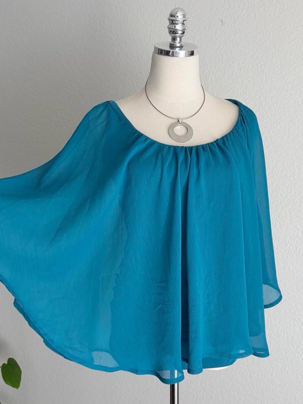 Arden B Teal Chiffon Flowy Layered Dress